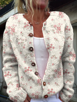 Evanthea | Veste en tricot vintage à motifs floraux