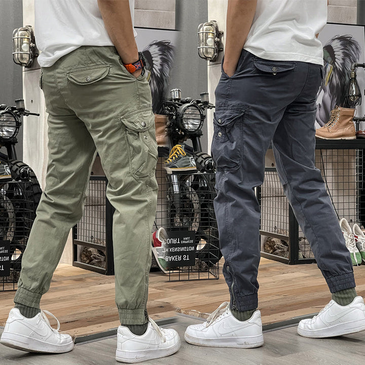 Pantalons cargo à taille élastique avec cordon de serrage pour hommes