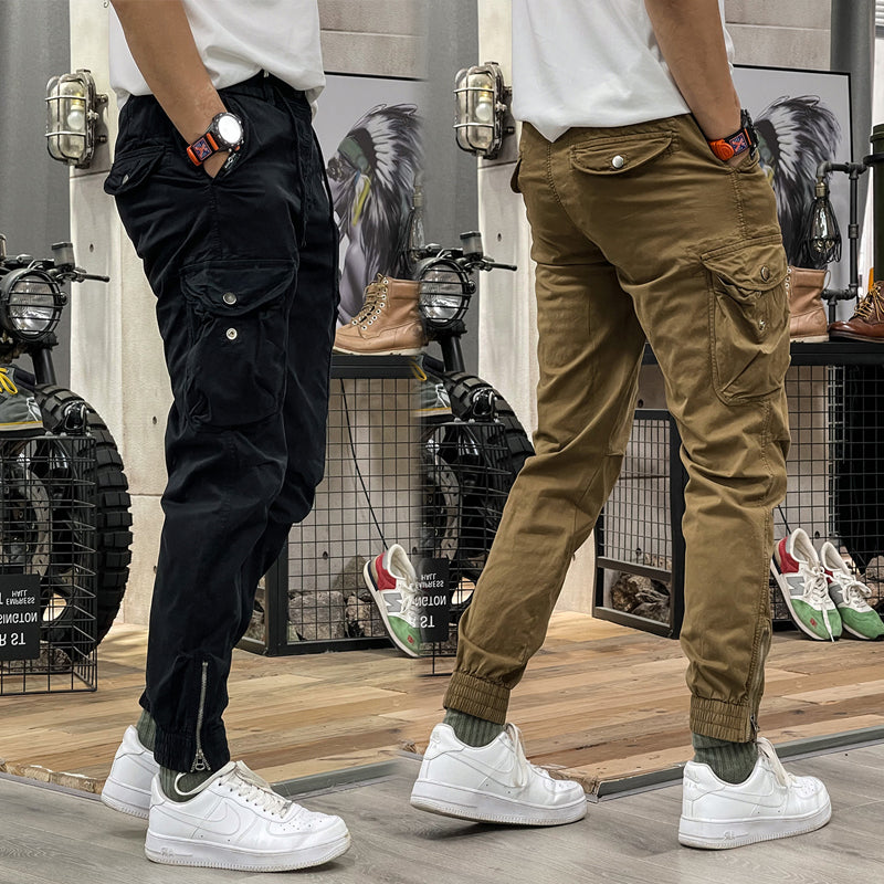 Pantalons cargo à taille élastique avec cordon de serrage pour hommes