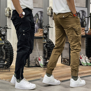 Pantalons cargo à taille élastique avec cordon de serrage pour hommes