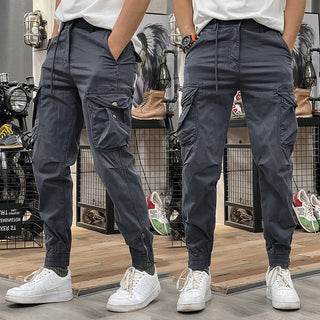 Pantalons cargo à taille élastique avec cordon de serrage pour hommes