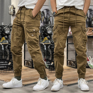 Pantalons cargo à taille élastique avec cordon de serrage pour hommes