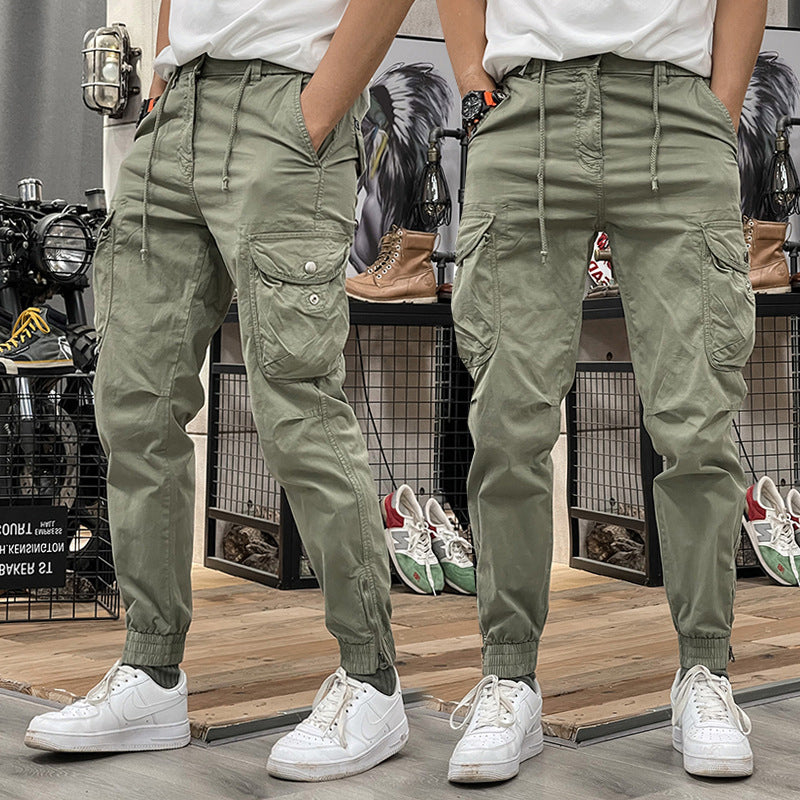 Pantalons cargo à taille élastique avec cordon de serrage pour hommes