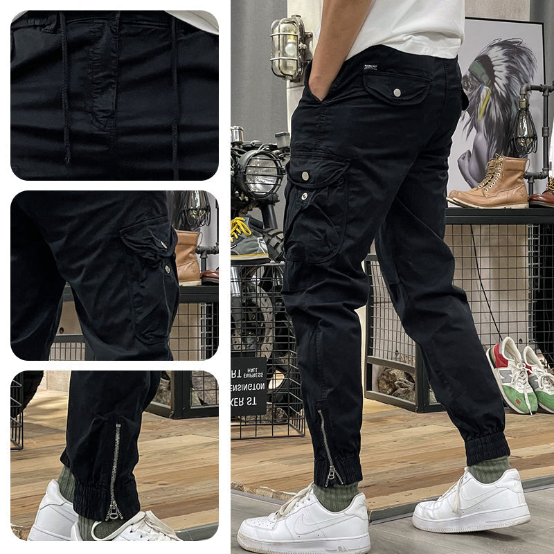 Pantalons cargo à taille élastique avec cordon de serrage pour hommes