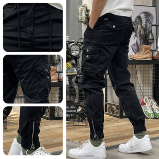 Pantalons cargo à taille élastique avec cordon de serrage pour hommes