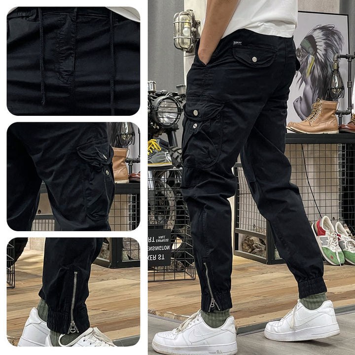 Pantalons cargo à taille élastique avec cordon de serrage pour hommes