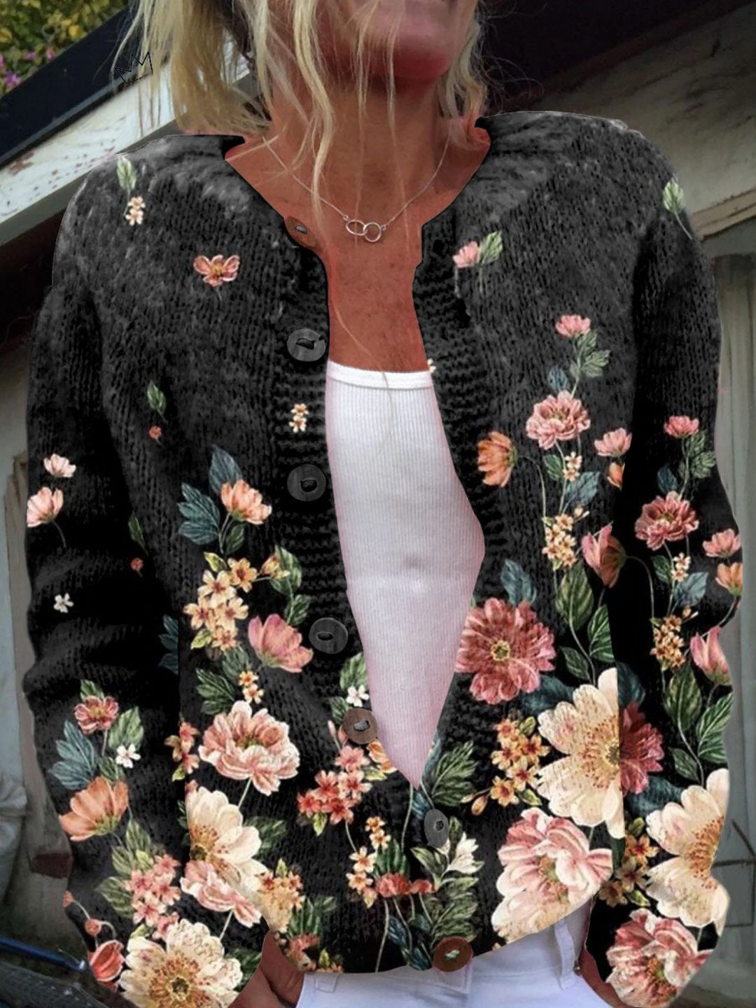Kivara | Veste en tricot vintage à motif floral