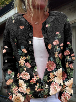 Kivara | Veste en tricot vintage à motif floral