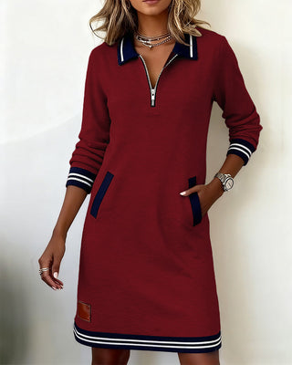 Dorellia - Robe décontractée à manches longues avec fermeture éclair