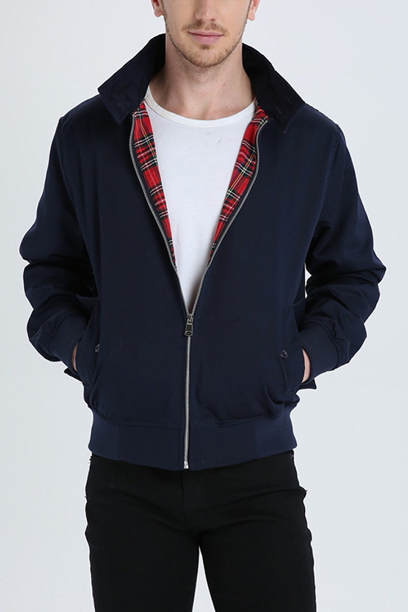 Veste Harrington Classique pour Hommes à Doublure Tartan