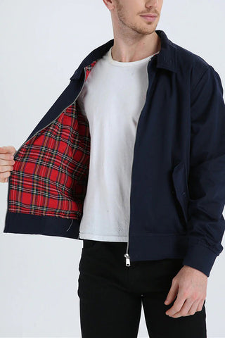 Veste Harrington Classique pour Hommes à Doublure Tartan