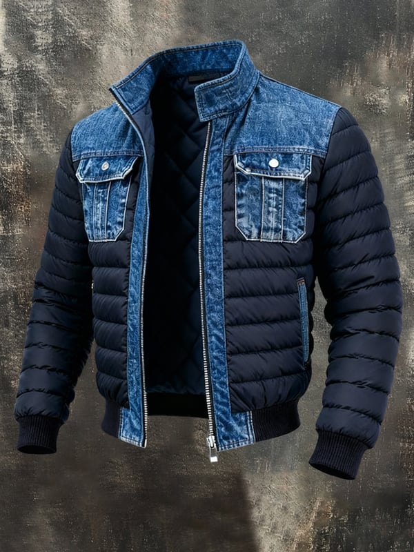 Veste extérieure vintage en patchwork denim