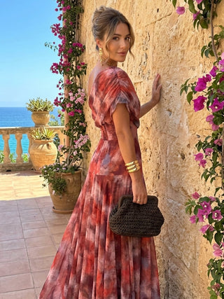 Robe Longue Épaule Dénudée Aquarelle