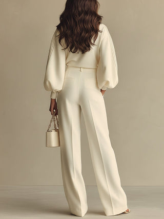 ENSEMBLE PULL ET PANTALON ÉCRU