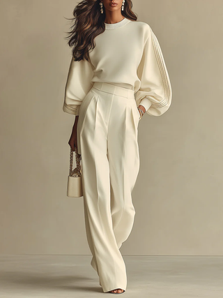 ENSEMBLE PULL ET PANTALON ÉCRU