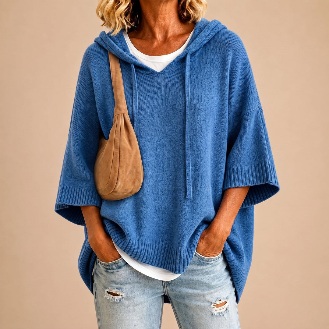 PONCHO À CAPUCHE MANCHES 3/4