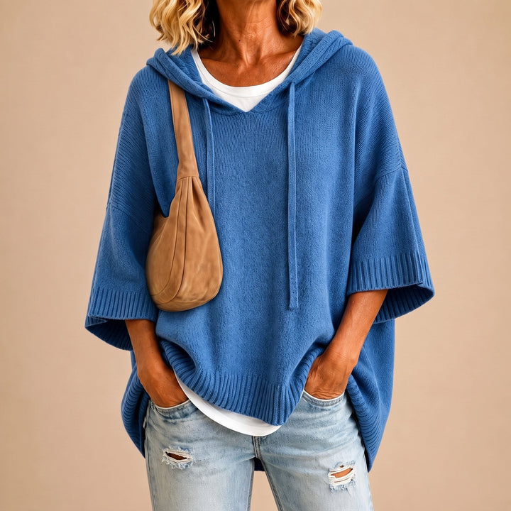 PONCHO À CAPUCHE MANCHES 3/4