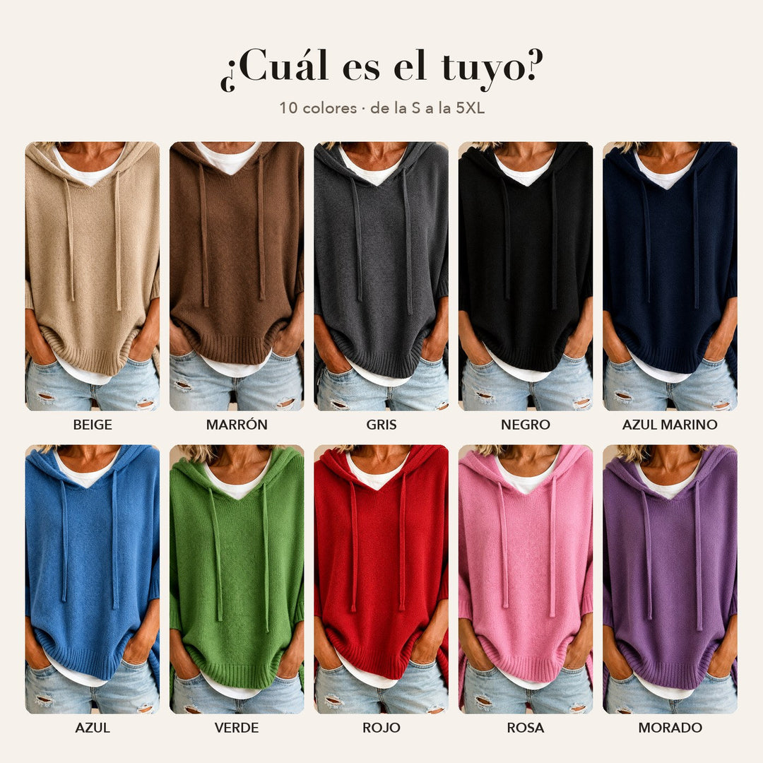 PONCHO À CAPUCHE MANCHES 3/4