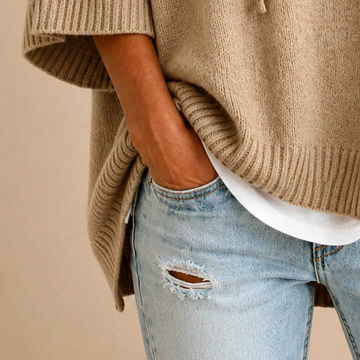 PONCHO À CAPUCHE MANCHES 3/4