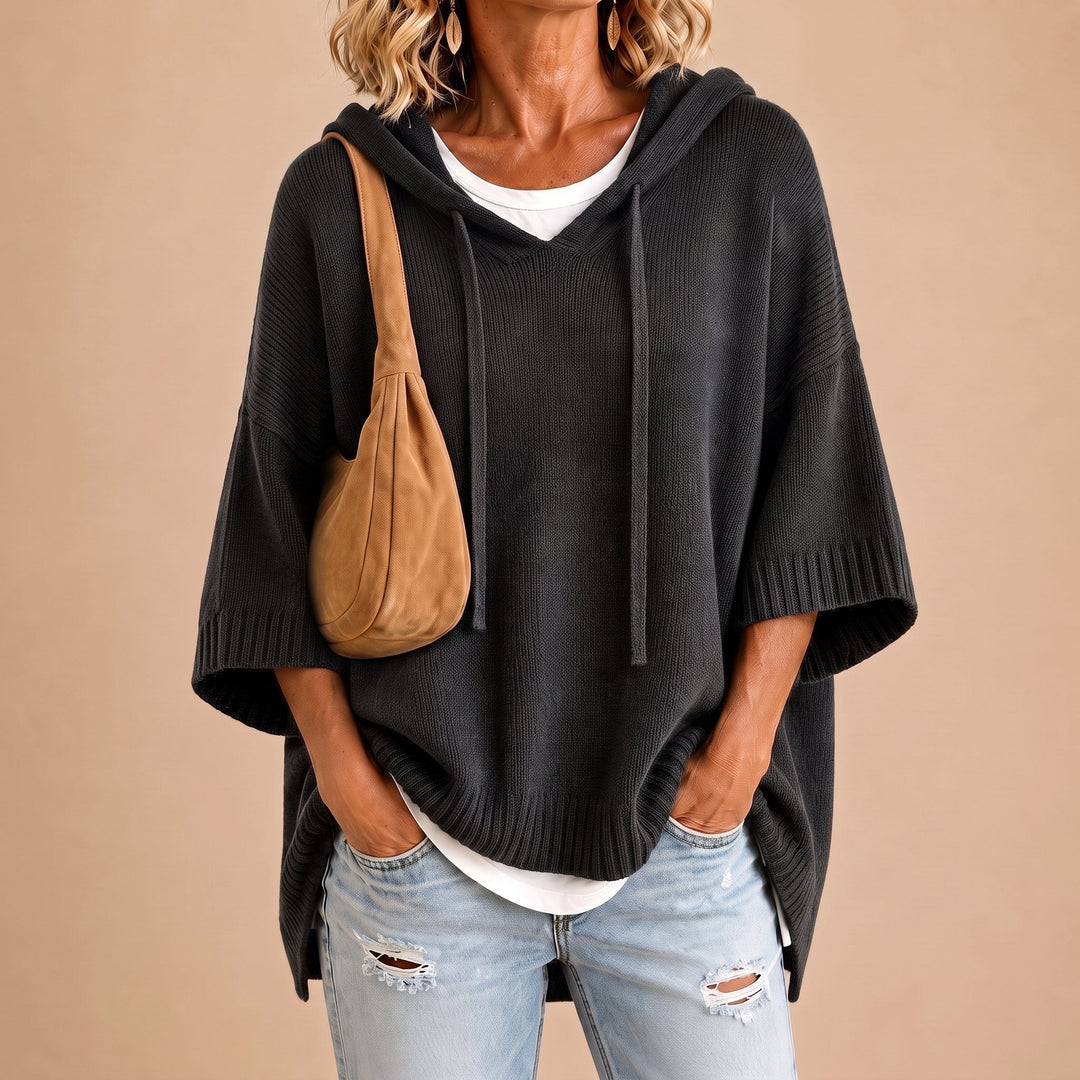 PONCHO À CAPUCHE MANCHES 3/4