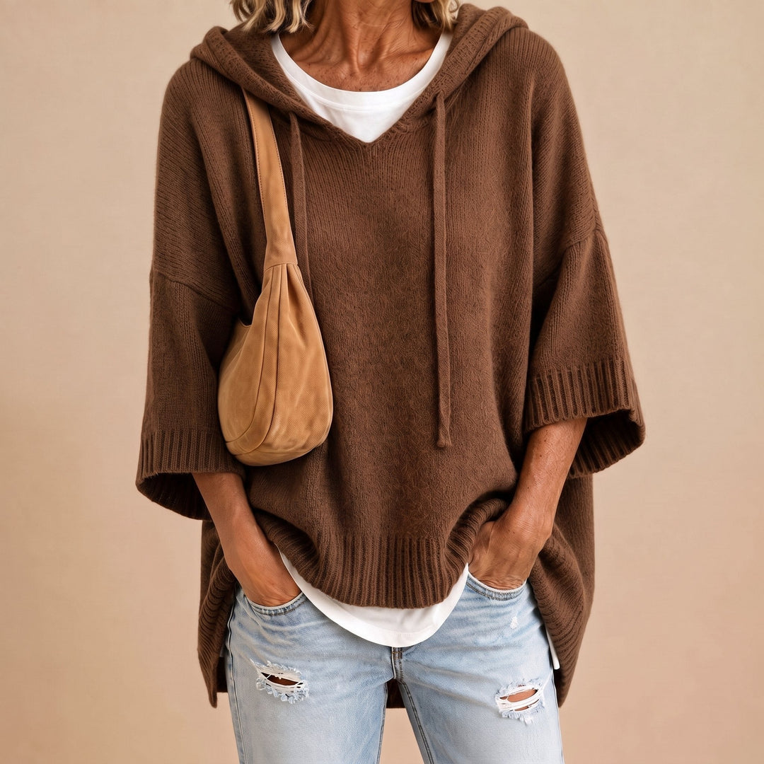 PONCHO À CAPUCHE MANCHES 3/4