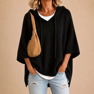 PONCHO À CAPUCHE MANCHES 3/4