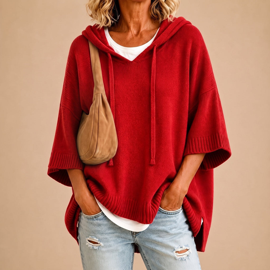 PONCHO À CAPUCHE MANCHES 3/4