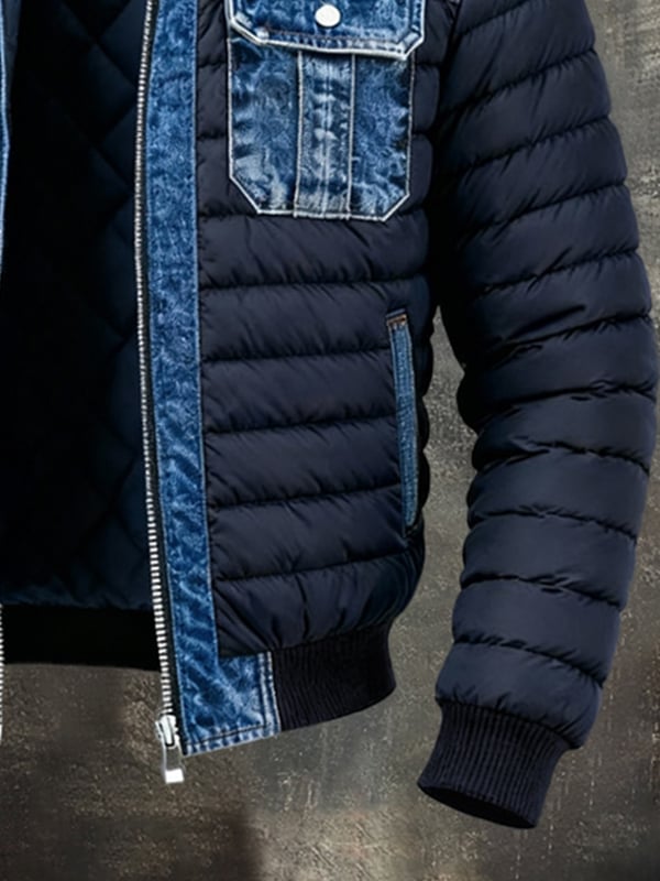 Veste extérieure vintage en patchwork denim