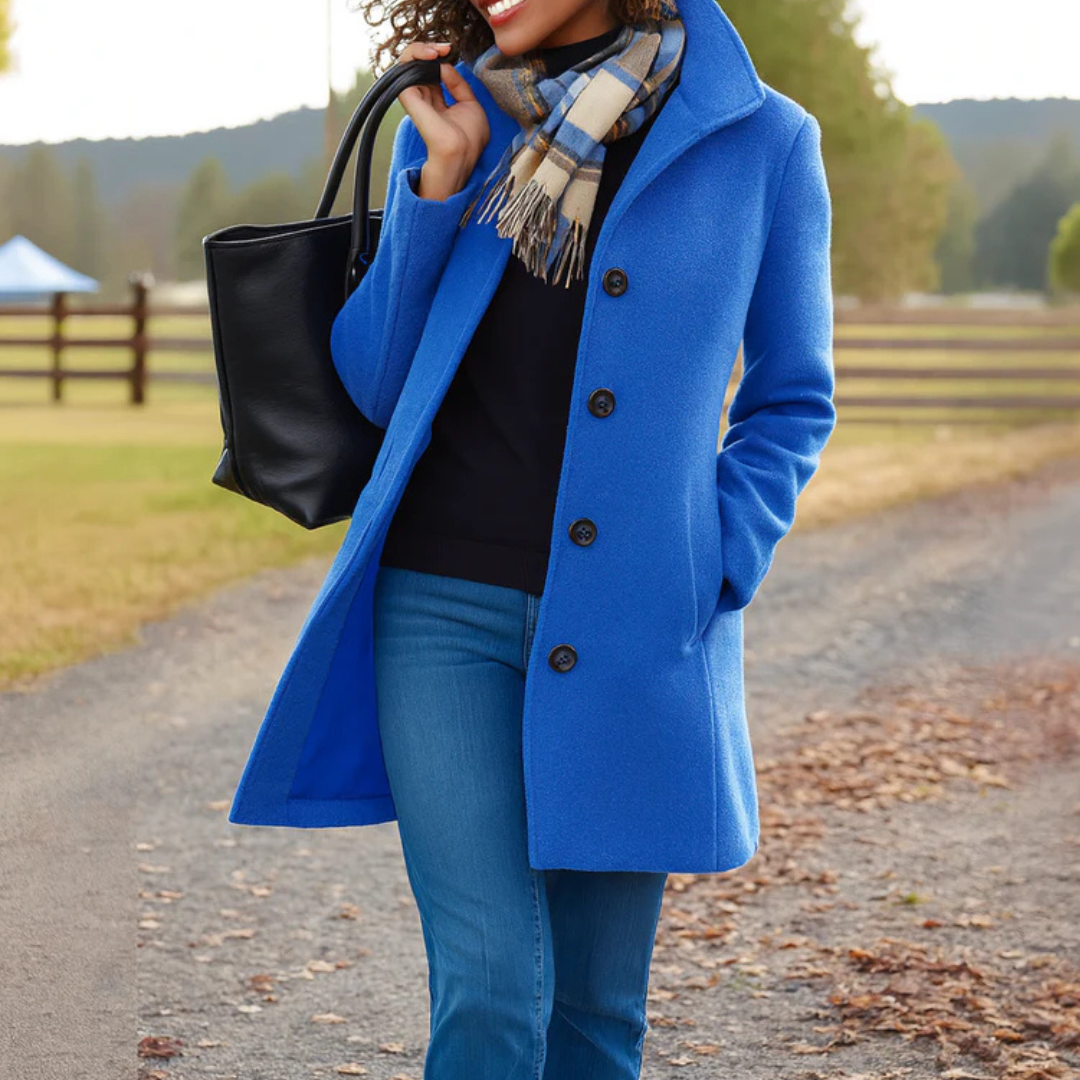 Greta · Manteau en tissu avec écharpe offerte