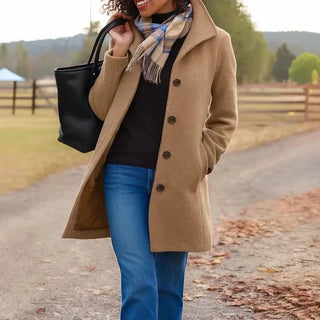 Greta · Manteau en tissu avec écharpe offerte