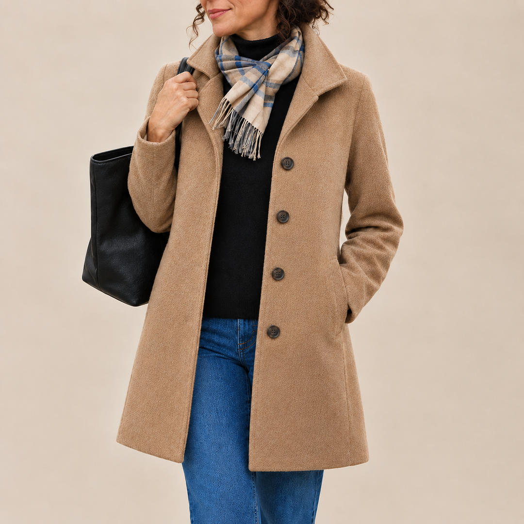 Greta · Manteau en tissu avec écharpe offerte