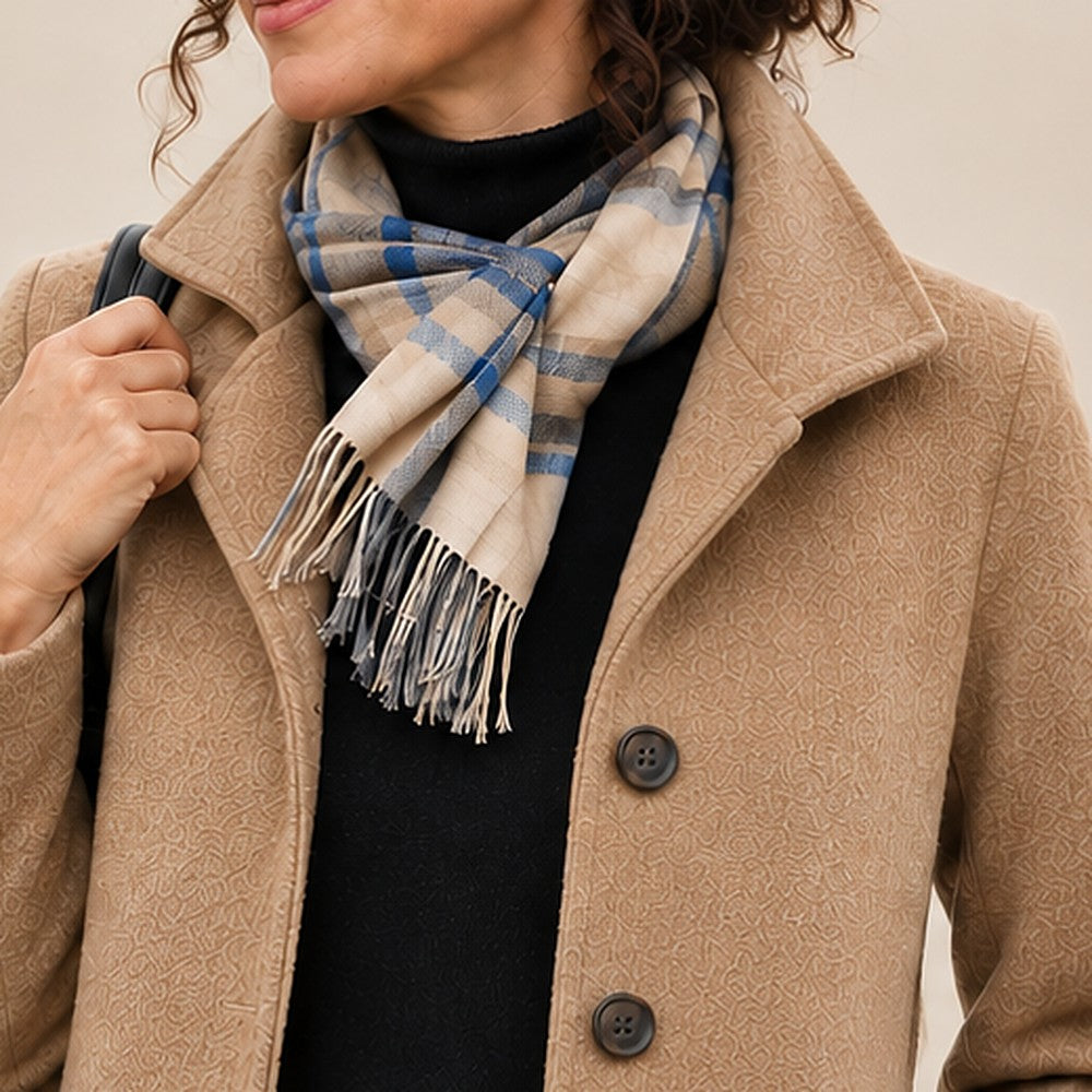 Greta · Manteau en tissu avec écharpe offerte