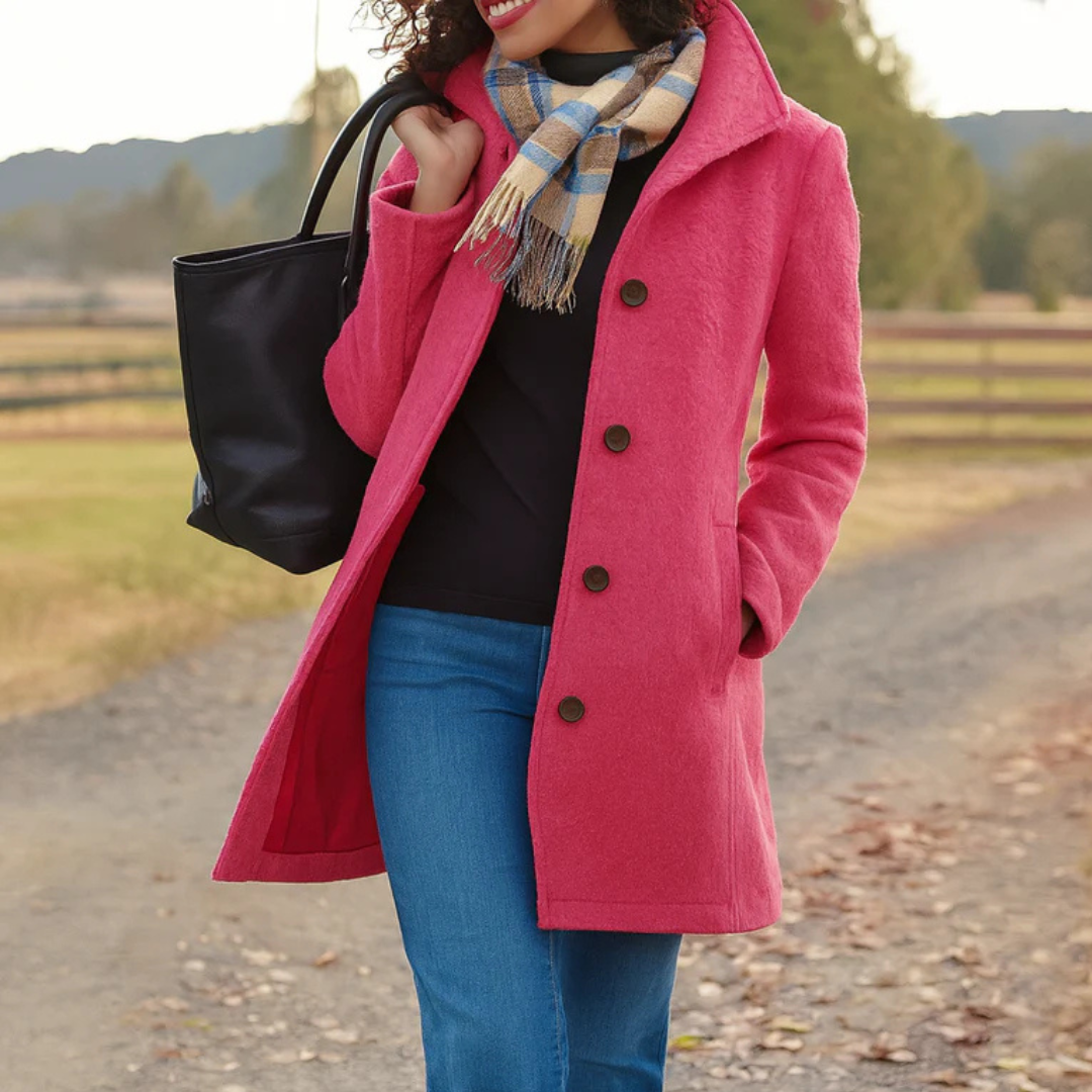 Greta · Manteau en tissu avec écharpe offerte