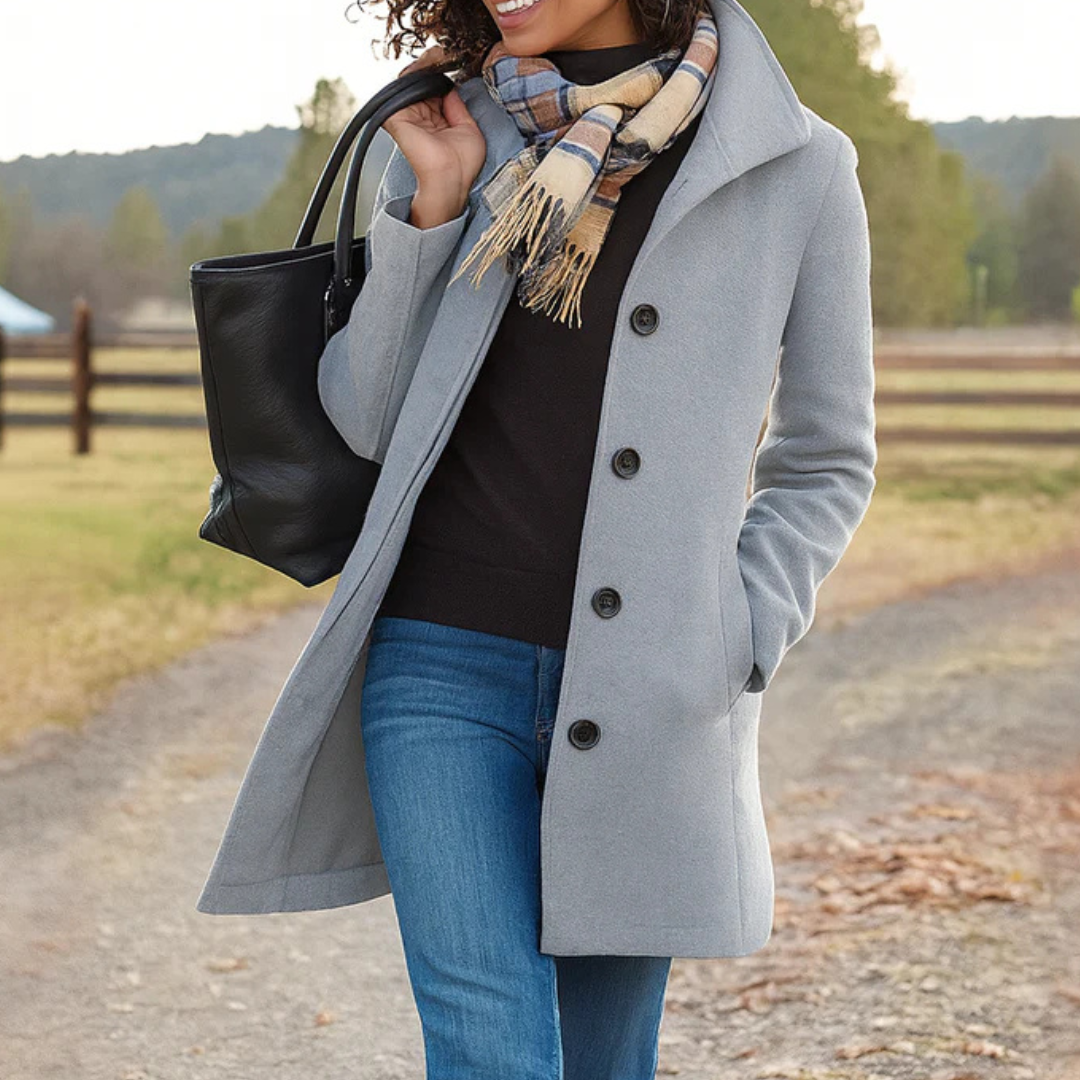 Greta · Manteau en tissu avec écharpe offerte