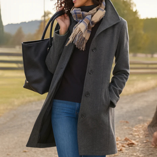 Greta · Manteau en tissu avec écharpe offerte