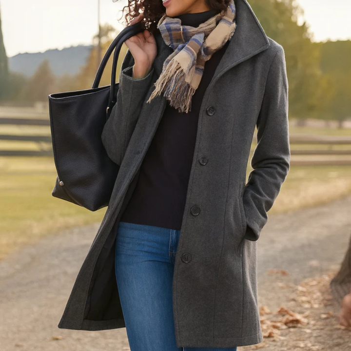 Greta · Manteau en tissu avec écharpe offerte