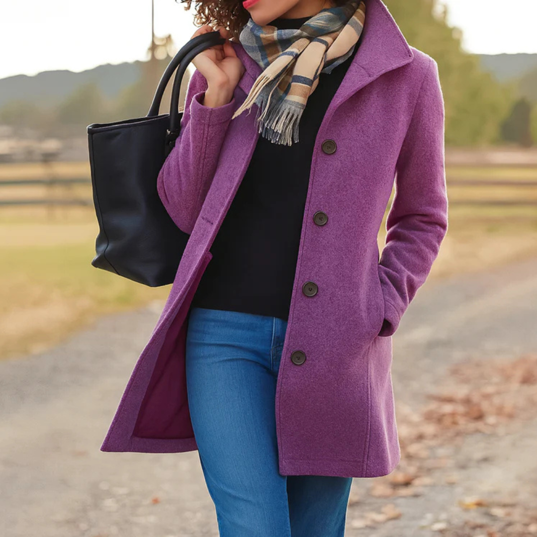 Greta · Manteau en tissu avec écharpe offerte