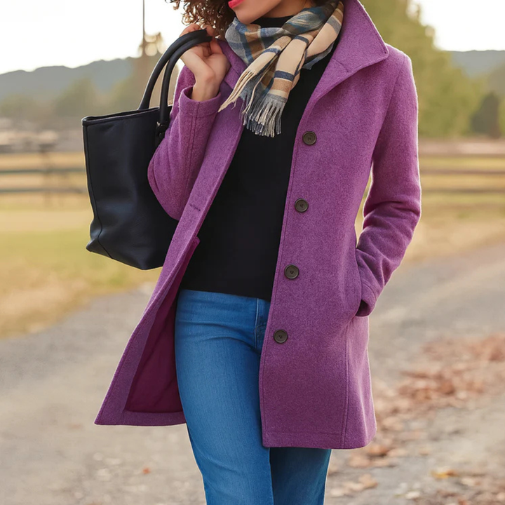 Greta · Manteau en tissu avec écharpe offerte