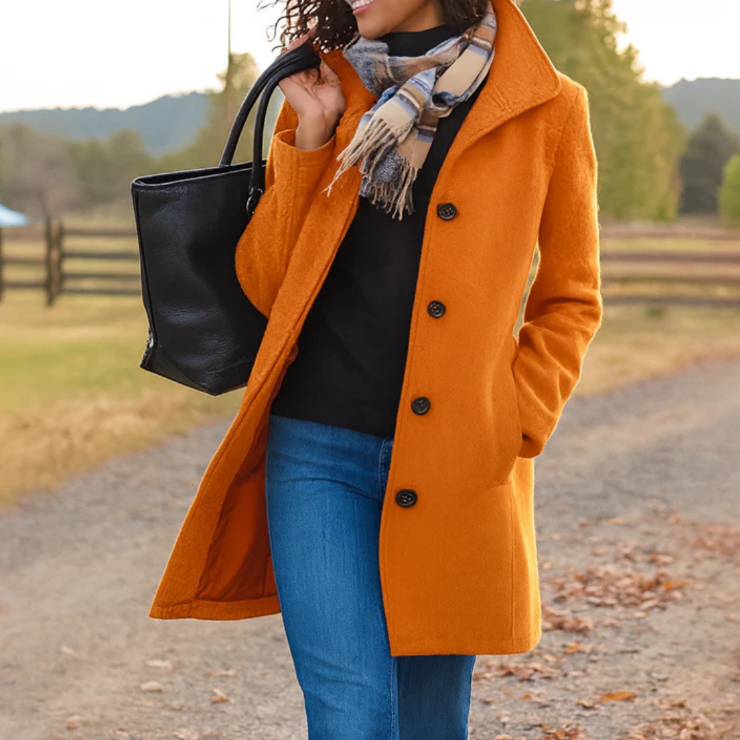 Greta · Manteau en tissu avec écharpe offerte