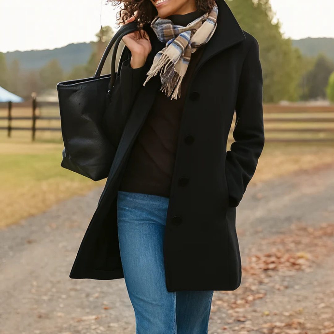 Greta · Manteau en tissu avec écharpe offerte