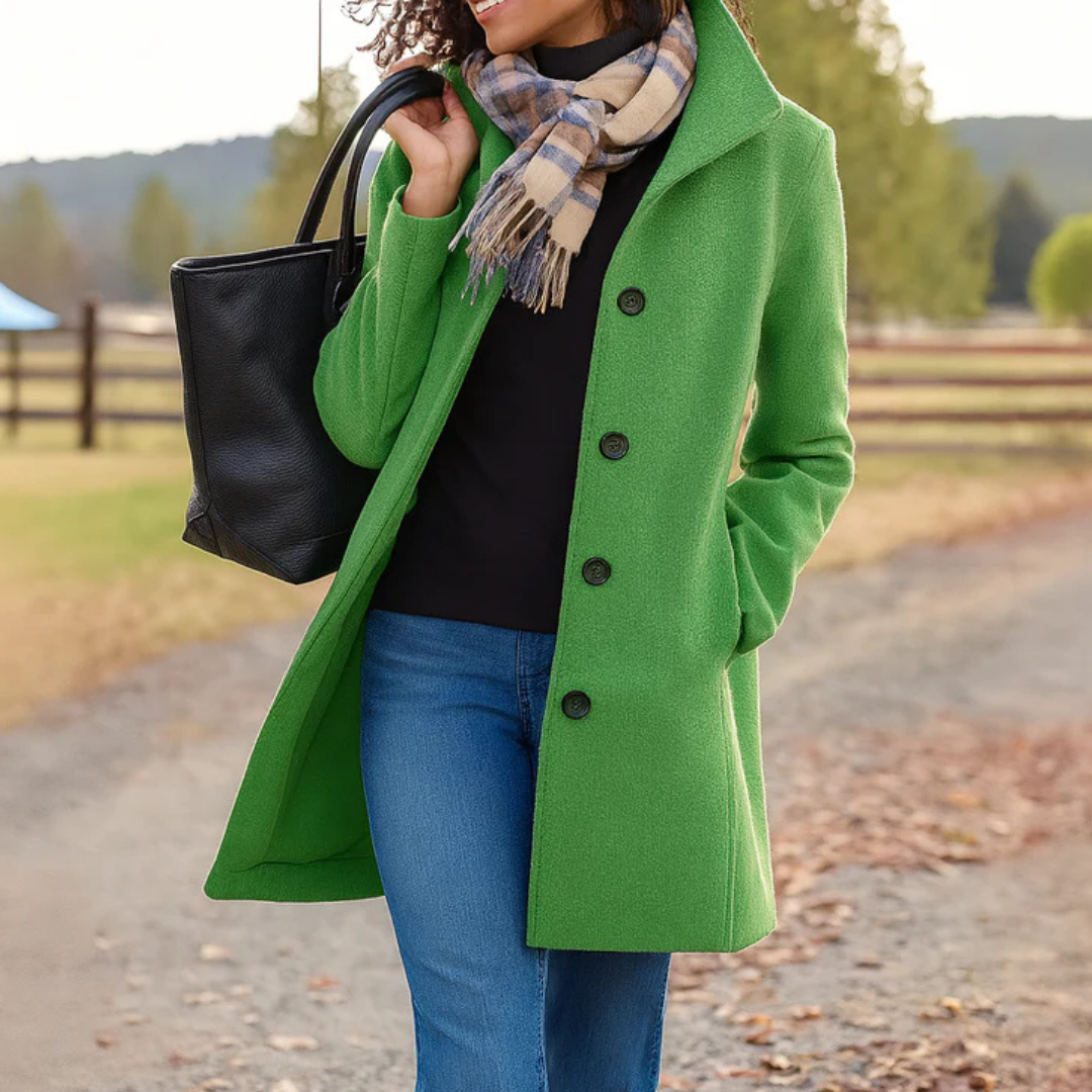 Greta · Manteau en tissu avec écharpe offerte