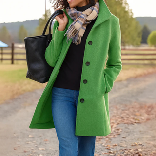 Greta · Manteau en tissu avec écharpe offerte