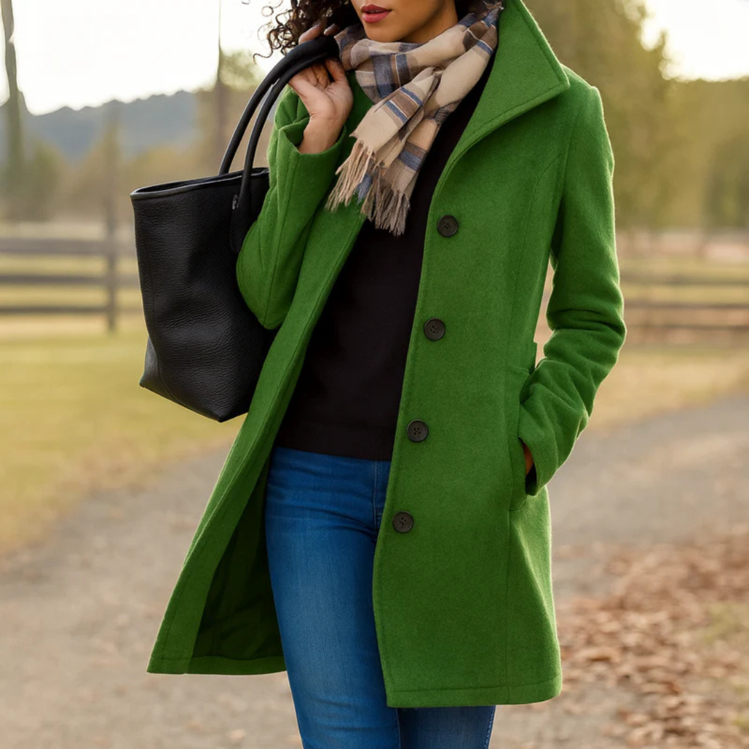 Greta · Manteau en tissu avec écharpe offerte