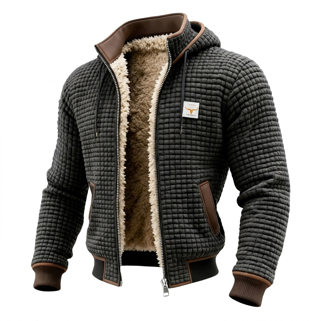 Veste Bomber Homme à Capuche, Texture Gaufrée et Doublure Chaude