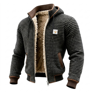 Veste Bomber Homme à Capuche, Texture Gaufrée et Doublure Chaude