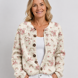 Evanthea | Veste en tricot vintage à motifs floraux