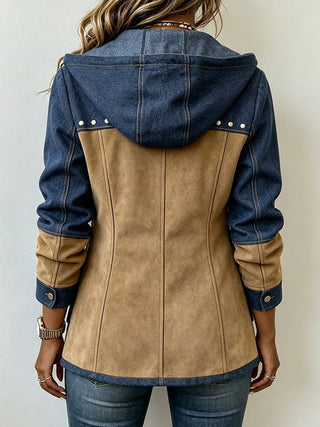 Veste à Capuche en Marine et Camel