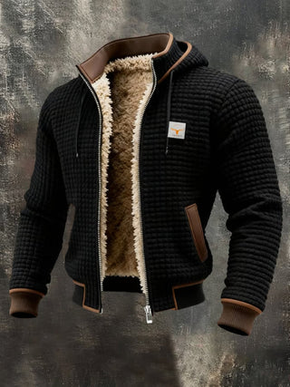 Veste Bomber Homme à Capuche, Texture Gaufrée et Doublure Chaude